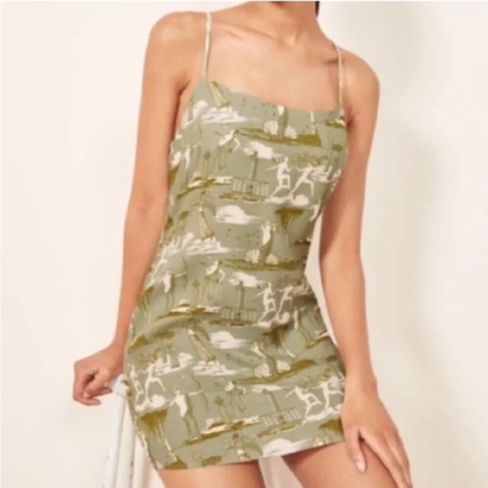 Greek Motif Green Mini Dress